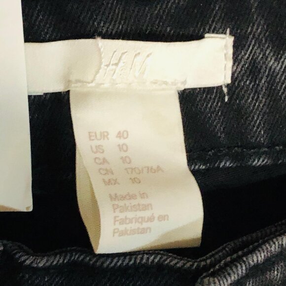 H and m  flare cropped jeans solid black pockets button zipper size 10 READ - Picture 5 of 13